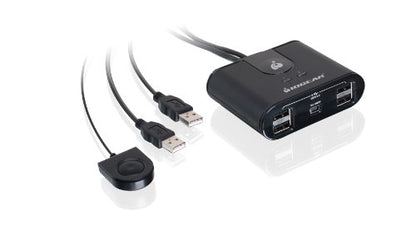 IOGEAR USB 2.0 2x4 Peripheral Switching Hub - 2 PC Share To 4 USB Devices - Up To 480Mbps - Mobile Devices Charging - Mouse/Keyboard - Printer - Scanner - EX HD - LED Indicators w/Remote - GUS402 - size: 2x4, style: USB 2.0