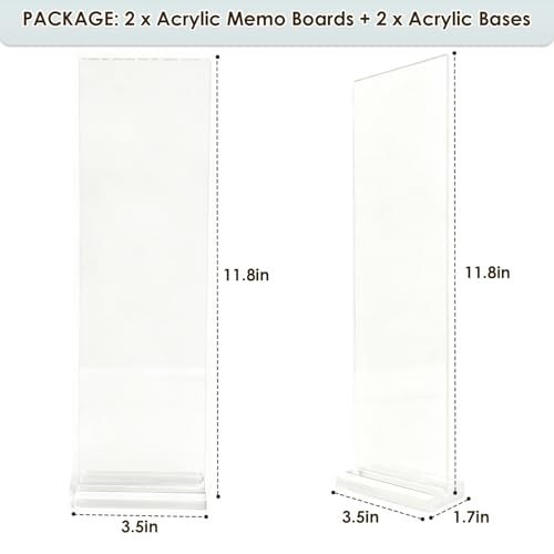 2PCS Removable Monitor Memo Board Sticky Note Holder for Computer Screen Clear Message Board for Office Desk Accessories Acrylic Monitor Side Panel for Home