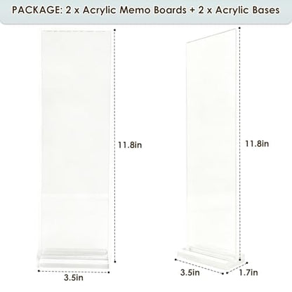 2PCS Removable Monitor Memo Board Sticky Note Holder for Computer Screen Clear Message Board for Office Desk Accessories Acrylic Monitor Side Panel for Home