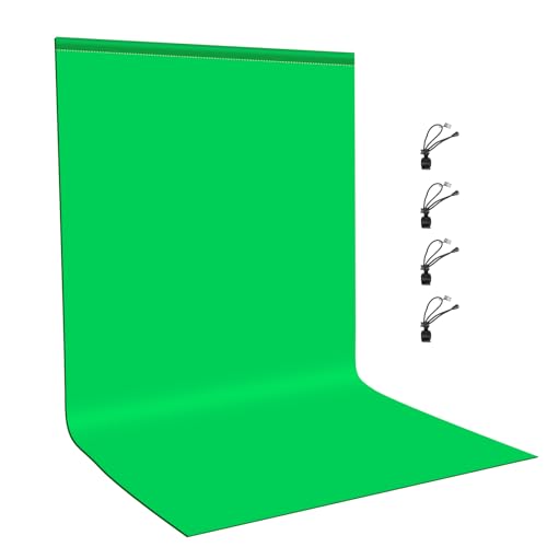 Green Screen Background for Photography, PULUZ Green Screen Sheet 3.3ft×6.6ft Background Kit Cloth Fabric Curtain with 4 Clamps Backdrop for Video Recording, Photoshoot and YouTube