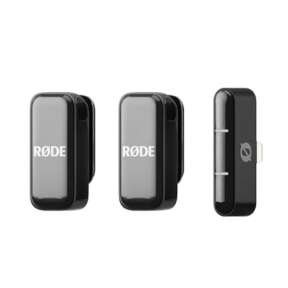 RØDE Wireless Micro — Compact Wireless Microphone for Lightning (X Through 14), Two Mics with Charging Case for Smartphone Content Creation, Black — NOT for iPhone 15+ - color: Lightning Black