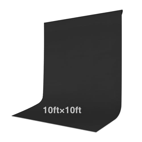 Black Backdrop Curtain 10x10ft (WxH), Black Photo Backdrop for Photography Polyester Collapsible Background Screen for Portrait, Product Video, Pet, Photoshoot, Birthday, Party - color: Black, size: 10x10 FT