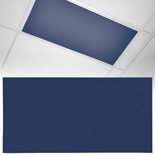 1 Pack Fluorescent Light Cover 4x2 Feet, Navy Blue Lights Filters Drop Fluorescent Lights Shade Panel, Farmhouse Solid Navy Blue Color Modern Art Magnetic Ceiling Light Cover for Classroom Office - color: Navy Blue, size: 1 Piece