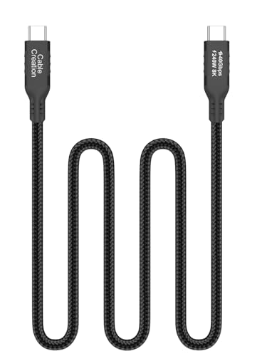 CableCreation 80Gbps USB 4 for Thunderbolt 5 Cable 3.3FT, 240W PD 3.1 Charging, up to 120Gbps Bandwidth for Dual 8K, Braided USB C Data Cable for SSD, MacBook M4 Pro, iPhone17/16,Dock,Auto - color: 40G, size: 3.3FT-Straight