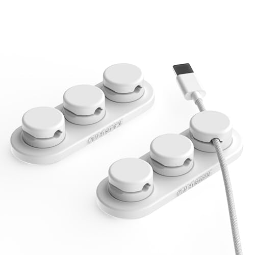 Wrap-It Storage MagnaDock Magnetic Cable Holder - 2-Pack (White) - Adhesive Cable Clips Cord Organizer Desktop Cord Holder for Nightstand Desk Cable Management - color: White