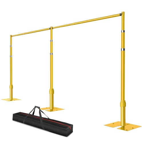 Pipe and Drape Backdrop Stand, 8.9x20ft Heavy Duty Adjustable Background Frame with Metal Base, Back Drop Holder for Parties Photography Wedding Photoshoot Decoration - Gold - color: Gold, size: 8.9x20ft