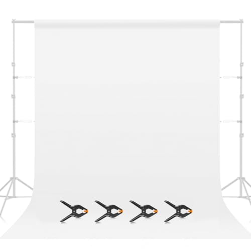 EMART 7x10 ft Backdrop for Photoshoot, Large Party White Photography Backdrop Curtain Drapes, Washable Polyester White Photo Backdrop for Birthday Party, Pictures, Projector, Video Recording - color: White, size: 7x10ft