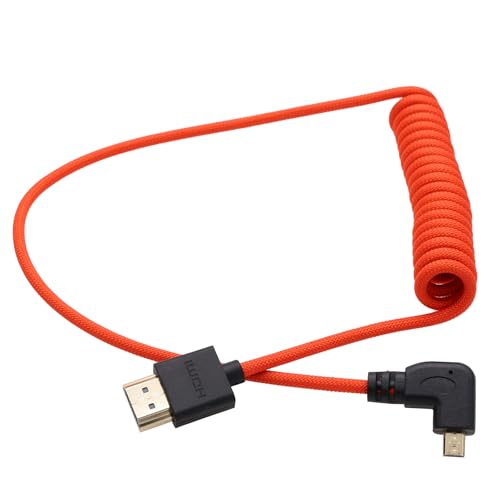 Micro HDMI to HDMI 4K 8K 60p Cable for ATOMOS Ninja V Inferno Canon R6 Mark II R5 C R8 Sony ZVE10 A7C A7R4 A7S2 Panasonic S5 S9 GH4 Camera SmallHD Cine Indie Monitor, Left Angled 50cm