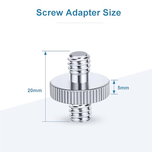 1/4" Male to 1/4" Male Threaded Tripod Screw Adapter, Double Head Stud Mounting Thread Converter for Camera, Monitor, LED Light, Microphone, Shoulder Rig - 2 Packs