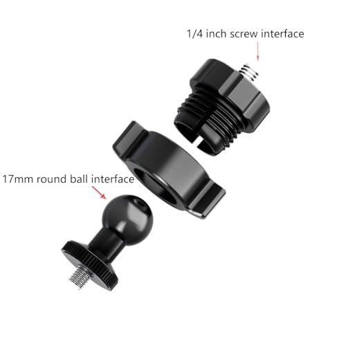 4 Piece 17mm Ball Head Mount Adapters Featuring 1/4 Inch Screw Compatible for Camera and Device Mounting Systems Action Camera Mount (A Model) - color: A model