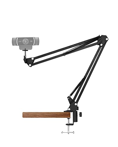 Webcam Stand Desk Mount - Suspension Boom Scissor Arm Webcam Holder with Desk Clamp Mount for Logitech Webcam C920 C922 C922x C920S C930e C930 C615 Brio 4K and Other Devices with 1/4" Thread