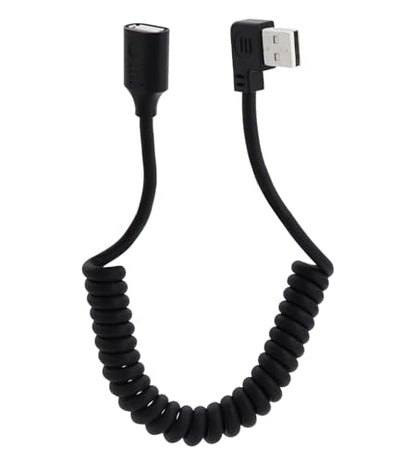 90 Degree USB 2.0 Male to Female Coiled Cable USB Spring Cable USB 2.0 Extension Cable Retractable USB Data Transmission Cord for PC,Laptop, Cameras, Mouse,Other USB Computers(Left Angle) - style: Left Angle