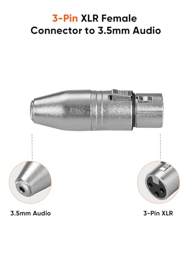 CableCreation 3.5mm to XLR Female Adaptor 2pcs,X LR to 1/8'' Stereo Audio Converter,1/8 inch TRS Stereo Jack Female to 3 Pin XL R Microphone Extender for Camcorder,Mixer,Speaker,Microphone,Amplifier - size: XLR Female