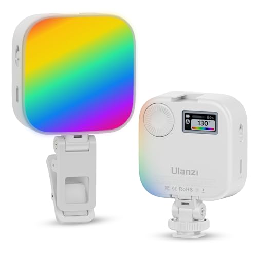 ULANZI U60 RGB Video Lights White LED Camera Light 360° Full Color Portable Photography Lighting w Quick Release Cold Shoe Adapter and Clip, 2500mAh Rechargeable CRI 95+ 2500-9000K Dimmable Panel Lamp - color: White, size: U60 RGB