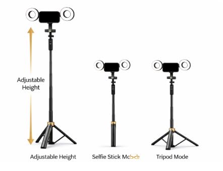 Video Recording Kit for Smartphone with Tripod Stand, Dual Ring Lights and Wireless Lavalier Microphones, Portable Vlogging Set for TikTok, YouTube, Live Streaming and Podcast Creation Pro