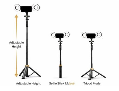 Video Recording Kit for Smartphone with Tripod Stand, Dual Ring Lights and Wireless Lavalier Microphones, Portable Vlogging Set for TikTok, YouTube, Live Streaming and Podcast Creation Pro