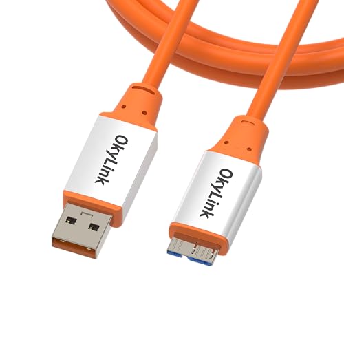 OkyLink USB 3.2 Gen 2 A to Micro-B Cable Male to Male 10Gbps, 5ft | 1.5m, for External Hard Drive SSD HDD & Desktop Storage High-Speed Expansion - color: Orange USB3.2, size: 5ft (1.5m)