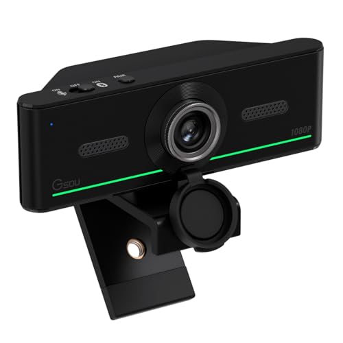 Gsou 1080P Webcam with Mics, Auto Light Correction,USB Plug&Play,Privacy Cover, Computer camera Connect Bluetooth Headset/Earphone/Speaker, Full HD Webcam for High-End Business Meetings&Live Streaming - color: 1080P Webcam
