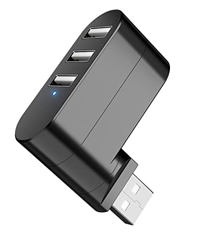 USB Port Splitter, PANPEO 3 Port USB 2.0 Expander Splitter [90°/180° Degree Rotatable] for Laptop, Xbox, Wii, PS3, PC, MAC, Mac Book, Tablet, Tab, Console, Printer, Camera - Black