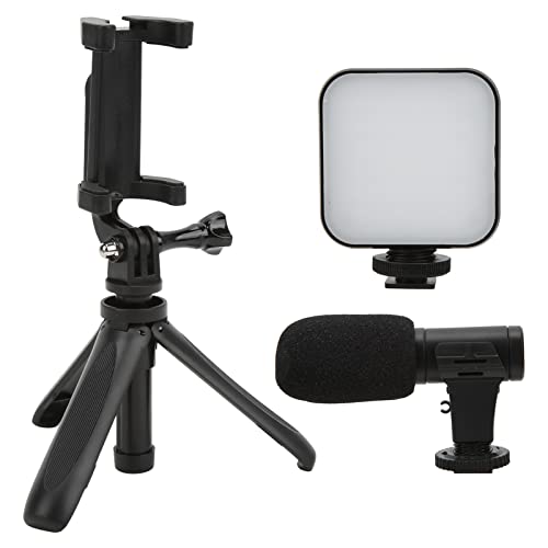 Smartphone Vlogging Kit with Fill Light, Tripod, Phone Holder, and Microphone, 5.5-8cm Phone Compatible - Best Kit for Vlog Lighting, Podcast, Content Creator, Youtuber Starter