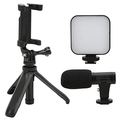 Smartphone Vlogging Kit with Fill Light, Tripod, Phone Holder, and Microphone, 5.5-8cm Phone Compatible - Best Kit for Vlog Lighting, Podcast, Content Creator, Youtuber Starter