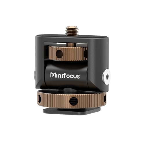 Camera Monitor Mount with Cold Shoe, 360° Swivel 120° Tilt Mount Holder, Aluminum 1/4" Mini Ball Head Cold Shoe Adapter with 1/4"-20 Thread for Small Field Monitor, Camera/Phone Cage, LED Video Light - style: S1112