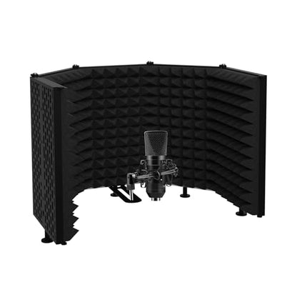 Microphone Isolation Shield – Foldable & Adjustable Soundproof Panel for Recording, Podcasting, Vocal Booth, Studio & Home Use (Five sides without stand) - size: Five sides without stand