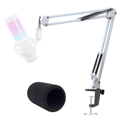 White Boom Arm for HyperX QuadCast S - White Mic Arm Compatible with Hyperx Quadcast White Microphone, Premium Microphone Boom Arm Stand by YOUSHARES - color: 02 QuadCast S Boom Arm