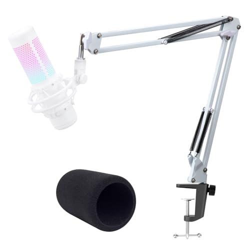 White Boom Arm for HyperX QuadCast S - White Mic Arm Compatible with Hyperx Quadcast White Microphone, Premium Microphone Boom Arm Stand by YOUSHARES - color: 02 QuadCast S Boom Arm