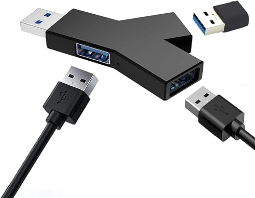 Black 3-Port Splitter Hub (2 USB 2.0 + 1 USB 3.0), USB Hub, Mini Laptop with USB 3.0 for Windows XP/Vista/7/8/10, Compatible USB Adapter for PC and Laptop Networking Products Computer Accessories