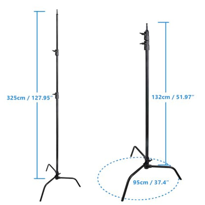 Kupo 40" C-Stand Sliding Leg Professional Grip Stand for Photography and Video Lighting, with Adjustable Uneven Terrain Leveling Leg, Heavy-Duty Steel Risers, Black (KS703611) - color: Black, style: 40" Sliding Leg