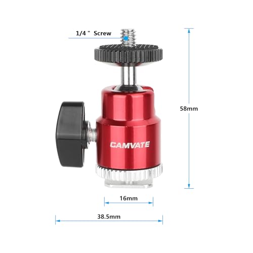 CAMVATE 1/4"-20 Mini Ball Head & Shoe Mount Adapter-3667
