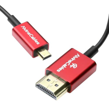 Alvin's Cables 8K 2.1 Micro HDMI to HDMI Ultra-Thin Coiled Cable for Atomos Ninja V, 8K@60Hz 4K@120Hz High-Speed HDMI Cable for Sony A7RIII A7II A7M3, for Canon R5 M6, for FUJIFILM X-T4 X-T3 - size: 2.6ft, style: Straight micro HDMI Coiled