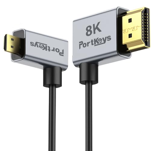 Portkeys 8K Ultra Thin HDMI Cable 2.5mm Diameter, A Slim Soft Cable 48Gbps Ultra High Speed HDMI 2.1 Cord 8K@60Hz, 4K@120Hz for Monitor, PS5, Xbox, PC, HDTV (A to D, 1m) - color: A to D, size: 1m