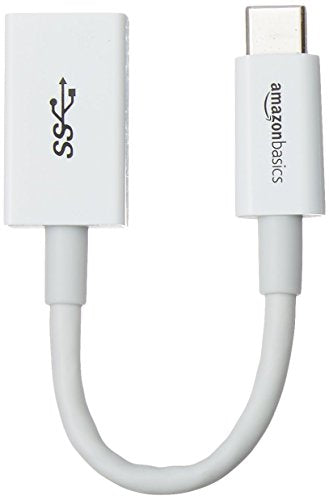 Amazon Basics USB-C to USB-A 3.1 Gen1 Female Adapter Cable Converter, 5Gbps High-Speed, USB-IF Certified, Fast Charging and Data Transfer, for Laptops, Tablets, Phones (iPhone 16/15), White - color: White