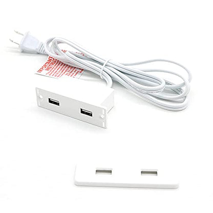 Powered USB Hub Socket Recessed USB Power Strip Outlet with Power Supply 2 USB Ports 2.1A Mounted into Bed Desk Table Sofa White - color: White