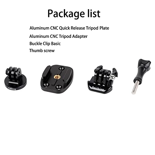 PellKing 1/4 Tripod/Monopod Adapter Mount Compatible with GoPro Hero 13 12 11 10 9 8 7 6 5 Camera, AKASO, Insta360,DJI Osmo Action 2 3 4 5 CNC Quick Release Base Buckle Accessory