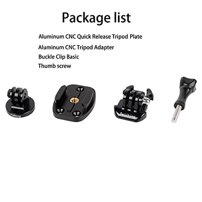 PellKing 1/4 Tripod/Monopod Adapter Mount Compatible with GoPro Hero 13 12 11 10 9 8 7 6 5 Camera, AKASO, Insta360,DJI Osmo Action 2 3 4 5 CNC Quick Release Base Buckle Accessory