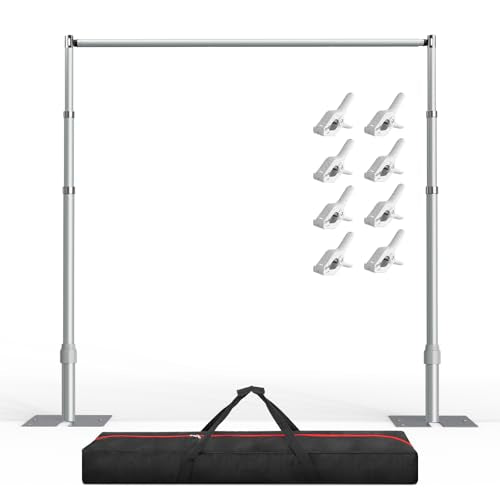 EMART 10x10ft Heavy Duty Backdrop Stand Kit, Adjustable Pipe and Drape Photo Booth Frame for Wedding, Party, Christmas, Birthday Decorations - color: Silver, size: 10x10FT