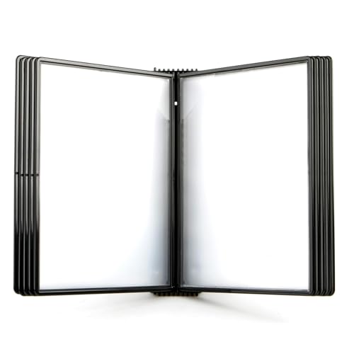 Tarifold Wall Mount Reference Organizer Display System, 10 Double-Sided Pockets, 20 Sheet Capacity, Durable Metal Base, Expandable, Easy-Load Polypropylene Pockets, Black - color: Black, style: Wall Mount