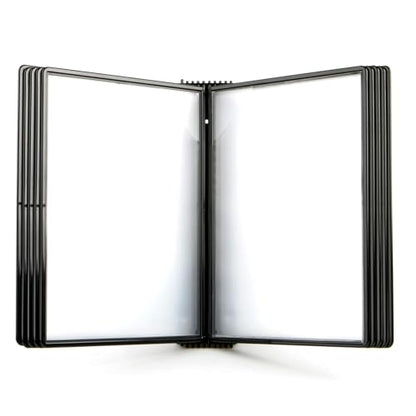 Tarifold Wall Mount Reference Organizer Display System, 10 Double-Sided Pockets, 20 Sheet Capacity, Durable Metal Base, Expandable, Easy-Load Polypropylene Pockets, Black - color: Black, style: Wall Mount