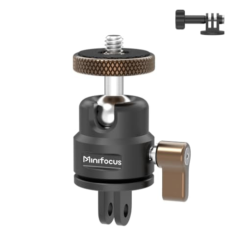 Mini Ball Head, Aluminum Vertical Bracket Tripod Adapter, 360° Rotation Camera Tripod Swivel Mount, 1/4" Screw to 2-Prong Conversion Adapter Compatible with GoPro, DJI Osmo/Pocket, Insta360, AKASO - color: S3020.
