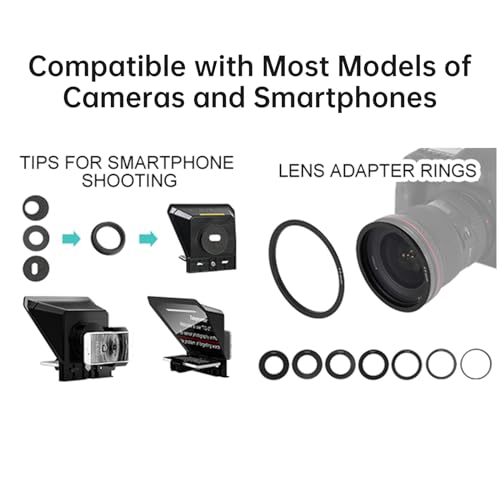 GVM Teleprompter Portable for iPad, Tablet, Smartphone & DSLR Cameras, Teleprompter Kit with Remote Control & Flexible Holder, teleprompter for Smartphone APP Compatible with iOS/Android - size: 9inch