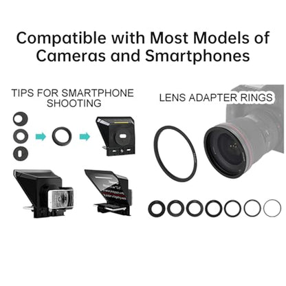 GVM Teleprompter Portable for iPad, Tablet, Smartphone & DSLR Cameras, Teleprompter Kit with Remote Control & Flexible Holder, teleprompter for Smartphone APP Compatible with iOS/Android - size: 9inch