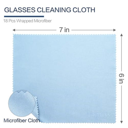 Vemiss 6 Pack Microfiber Glasses Cleaning Cloth, Wipes Lens Eyeglasses & Screens - Reusable, Portable with Keychain & Pouch - Sunglasses, Jewelry, Phone Cleaner Cloth (Color 1) - color: Color 1