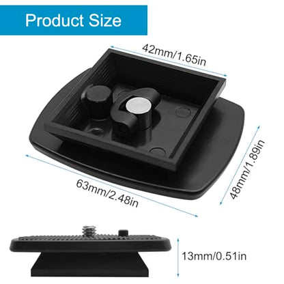 2 Pcs 42mm Tripod Quick Release Plate Camera Mounting Adapter Parts Replacement, QR Plate Replacement for Promaster 6100 6160 Hakuba S-4500 Velbon Sherpa Tripod Mount 1 5/8 - size: 42 mm