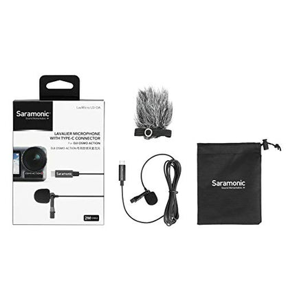 Saramonic LavMicro U3-OA | Compact Clip-On Omnidirectional Lavalier Microphone Designed for DJI Osmo Action with 6.6' (2m) Cable & USB-C Connector