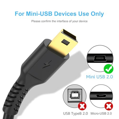 3ft Mini USB Cable, Standard USB 2.0 to Mini B Male Charger Cord Durable USB Mini to USB Charging Cable Compatible with PS3 Controller, MP3 Player, Camera, Dash Cam, Garmin GPS, Hero 3+(Black) - size: 3 Feet