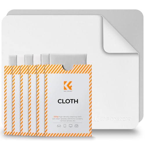 K&F CONCEPT 6 Pack Lens Cleaning Cloth | Microfiber Cleaning Cloth | Glasses Cleaning Cloths | Eyeglass Lens Cleaner | Eyeglasses, Camera Lens, VR/AR Headset, and Screen Cleaning | White & Grey