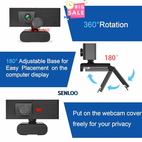 1080P Webcam HD for PC - Web Camera for Desktop Computer with Hi-fi Microphones, Privacy Cover - Computer Camera Wide Angle, Plug &Play, USB Web cam for Zoom, Skype, Teams, Streaming, Video Calling